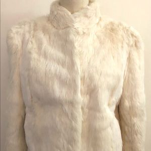 Vintage Real White Rabbit Fur Jacket/coat - size large